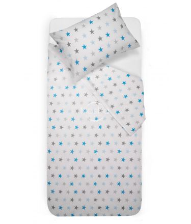 Children bedding set STARS 10-0052-L.GREY/L.BLUE 140x200, 50x70 cm