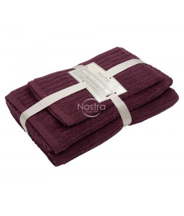 3 piece towel set 380 ZERO TWIST T0182-BURGUNDY 30x50, 50x100, 70x140cm